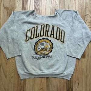Women's Vintage 90's Colorado Buffaloes CU Buffs Heather Gray Sweatshirt Sz OSFA